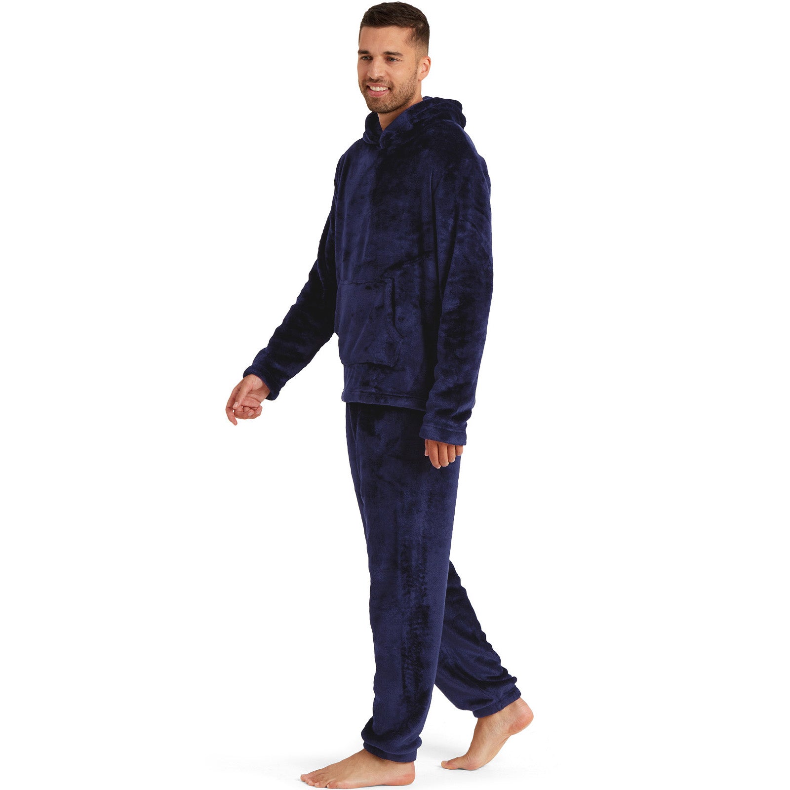 Snuggaroo Mens Soft Fleece Hooded Pjs Pyjama Bottoms Top Loungewear Set