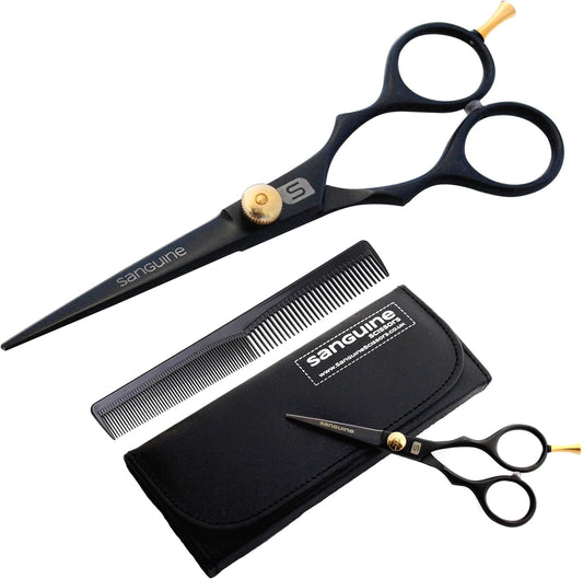 Professional Hair Scissors, Japanese Convex Hair Cutting Scissors, Hairdressing Scissors Suitable for All Hair Types. 5.5" (14 Cm) - Ultra-Sharp Blades No More Split Ends - Includes Case, Hair Comb