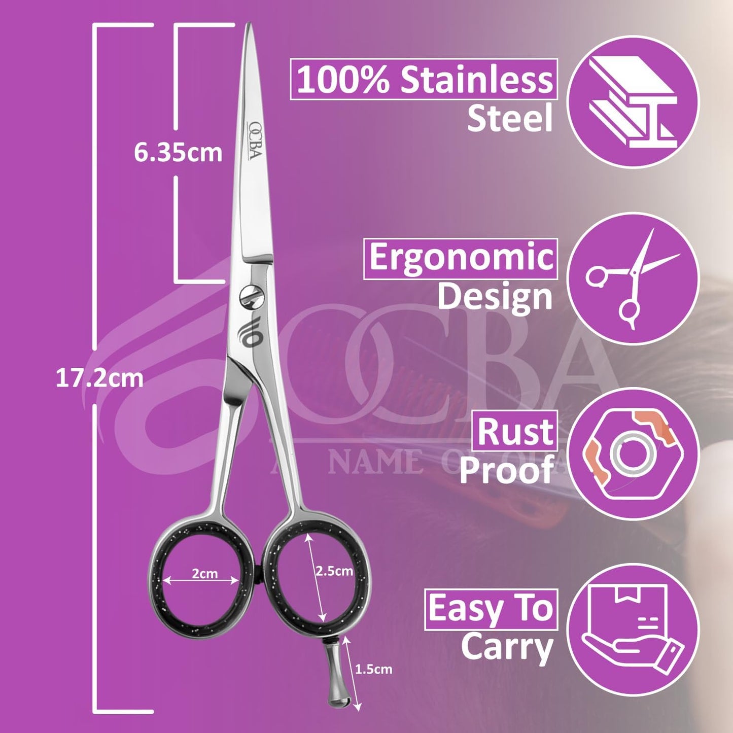 Professional 6" Hairdressing Scissor Sharp Hair Cutting Scissors for Barbers Hairdressers & Stylists Beard & Haircut Scissors for Men & Women (Classic Scissor)