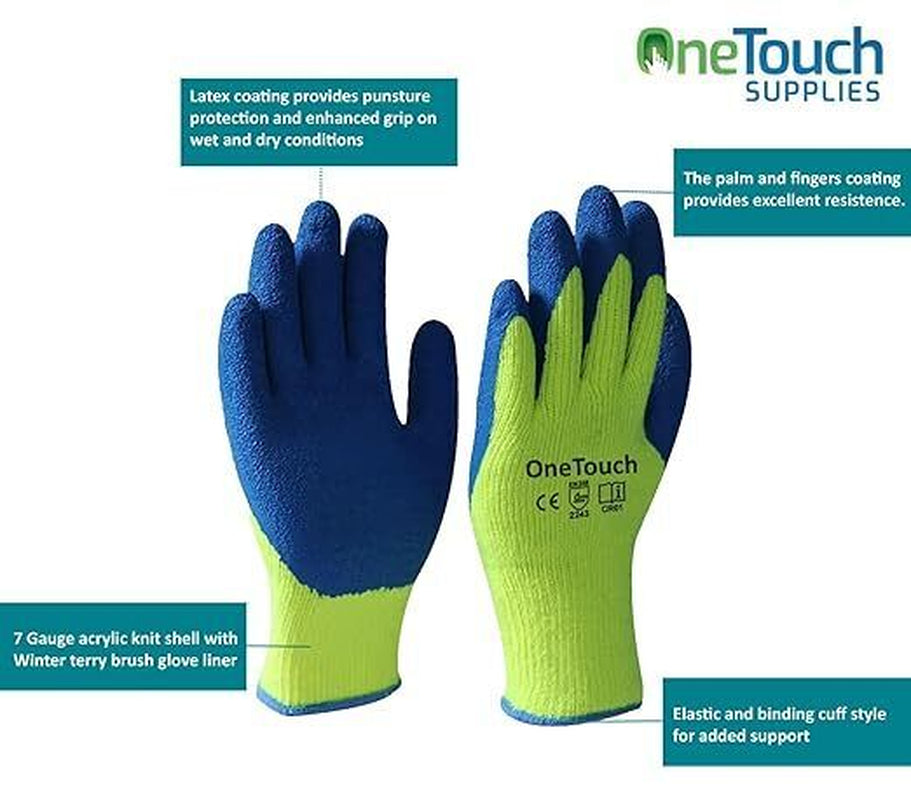 Hi Viz Thermal Insulated Windproof Winter Work Gloves Builders Mens Cold Freezer