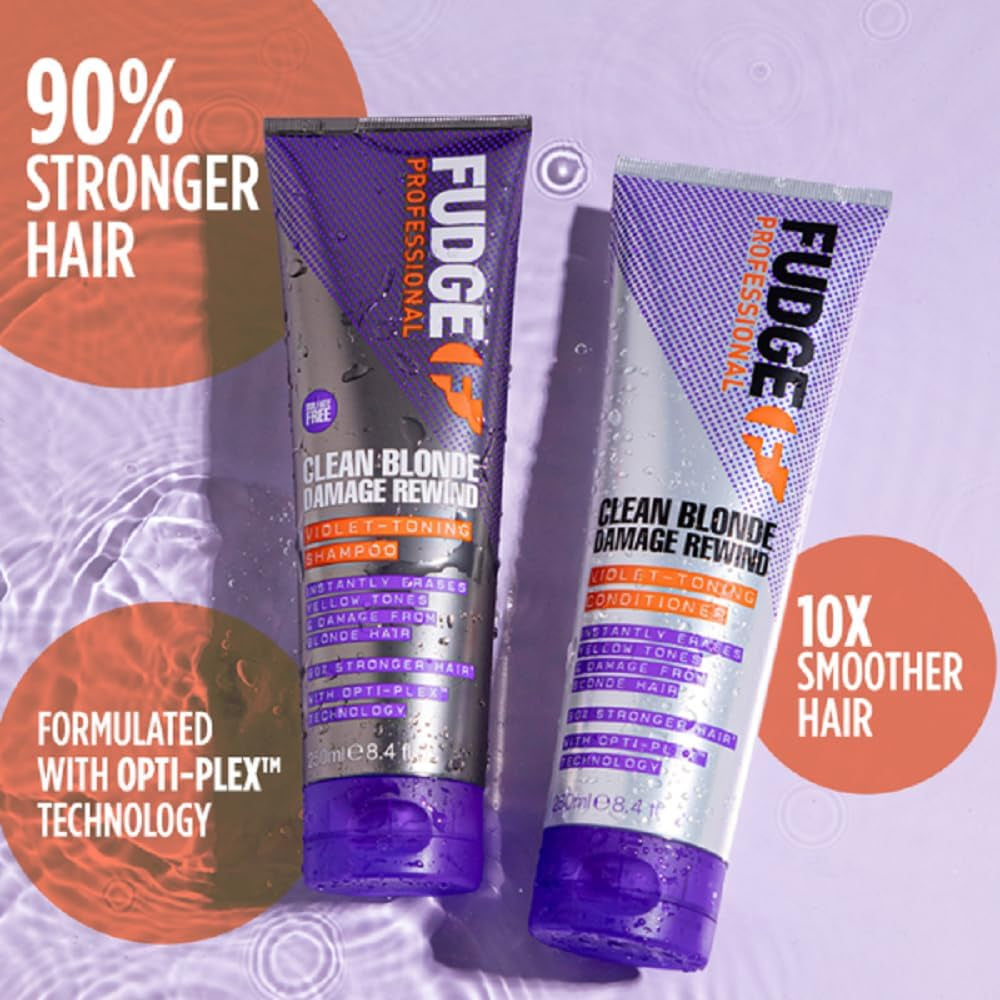 Professional Clean Blonde Damage Rewind Conditioner, Intense Purple Toning for Blonde Hair, Bond Repair Technology, Sulfate Free, 250 Ml