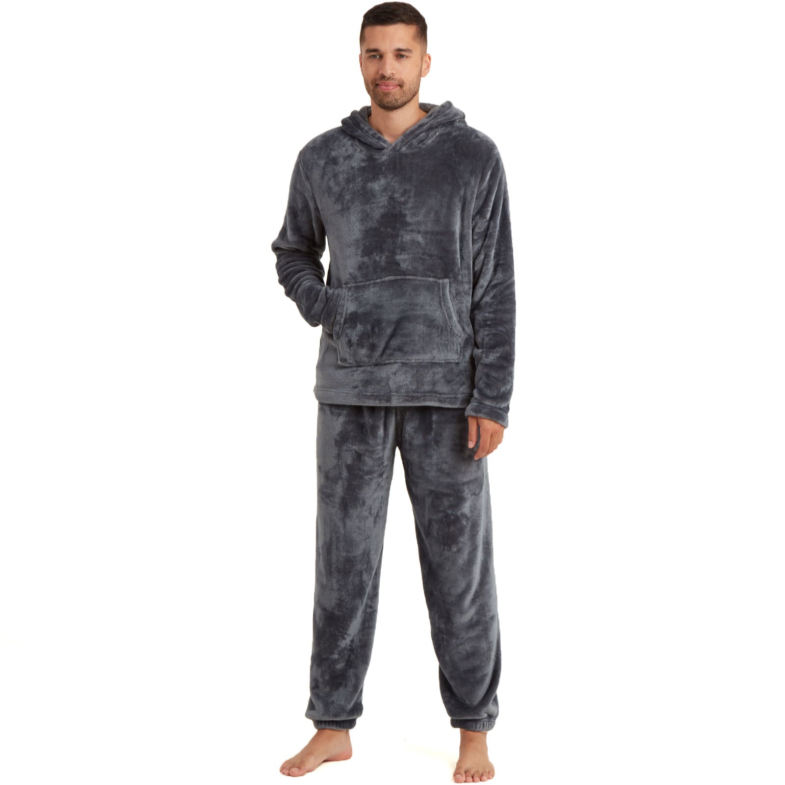 Snuggaroo Mens Soft Fleece Hooded Pjs Pyjama Bottoms Top Loungewear Set