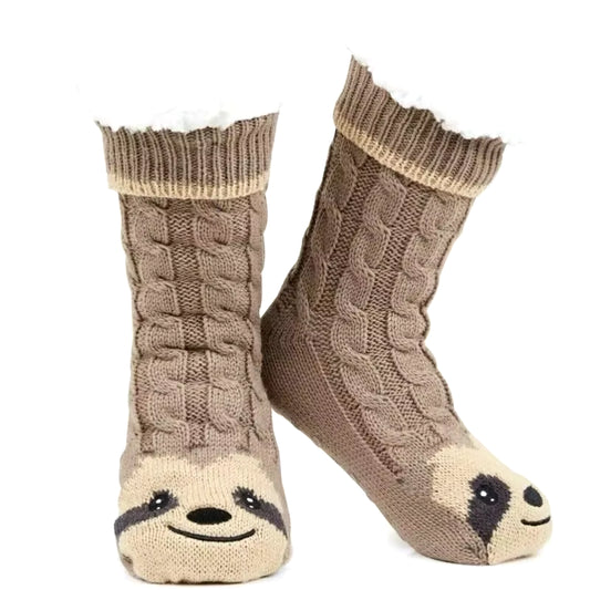 Slipper Socks Women, Cute Sloth Warm Fleece Fluffy anti Slip Socks