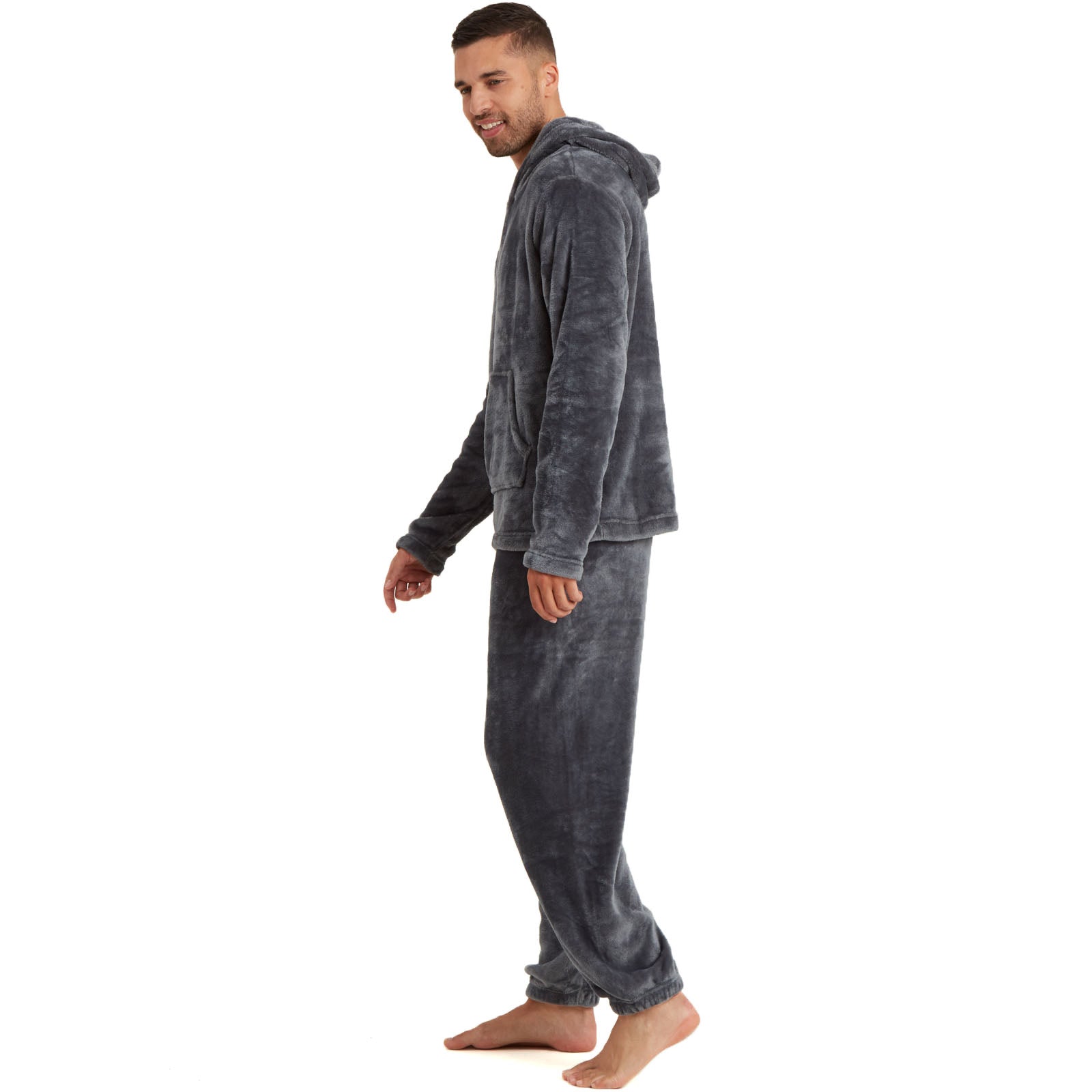 Snuggaroo Mens Soft Fleece Hooded Pjs Pyjama Bottoms Top Loungewear Set