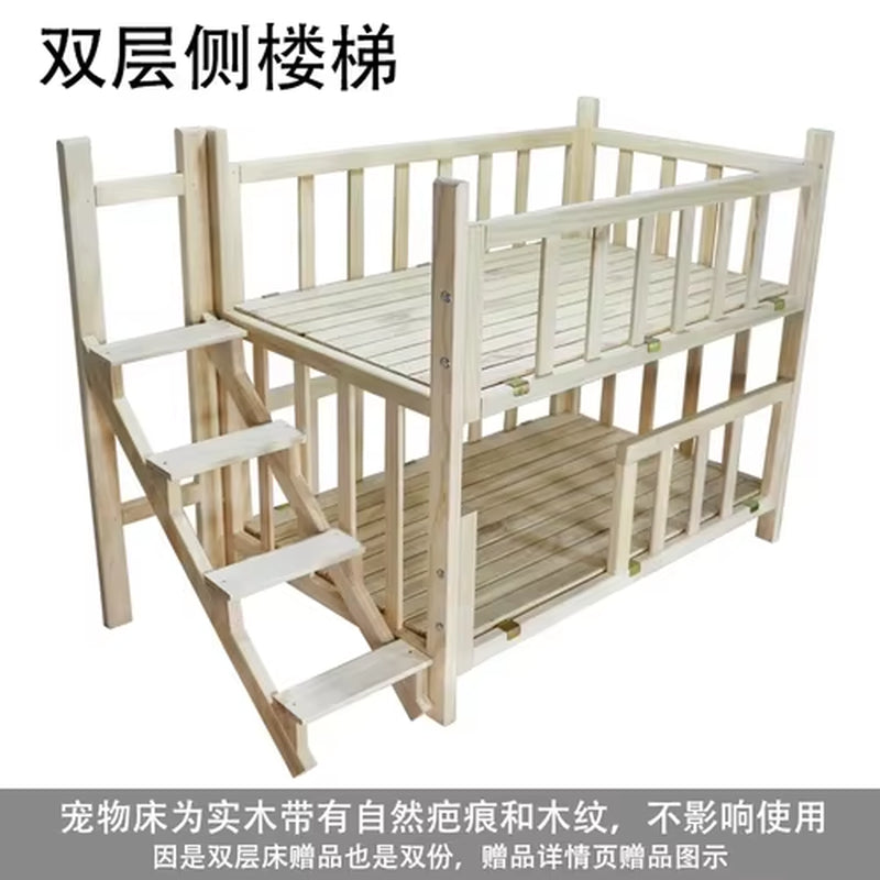 Kennel Dog Bed Bunk Bed Solid Wood Pet Bed Double Layer Kennel Upper and Lower Bed Cat Nest Pet Bed