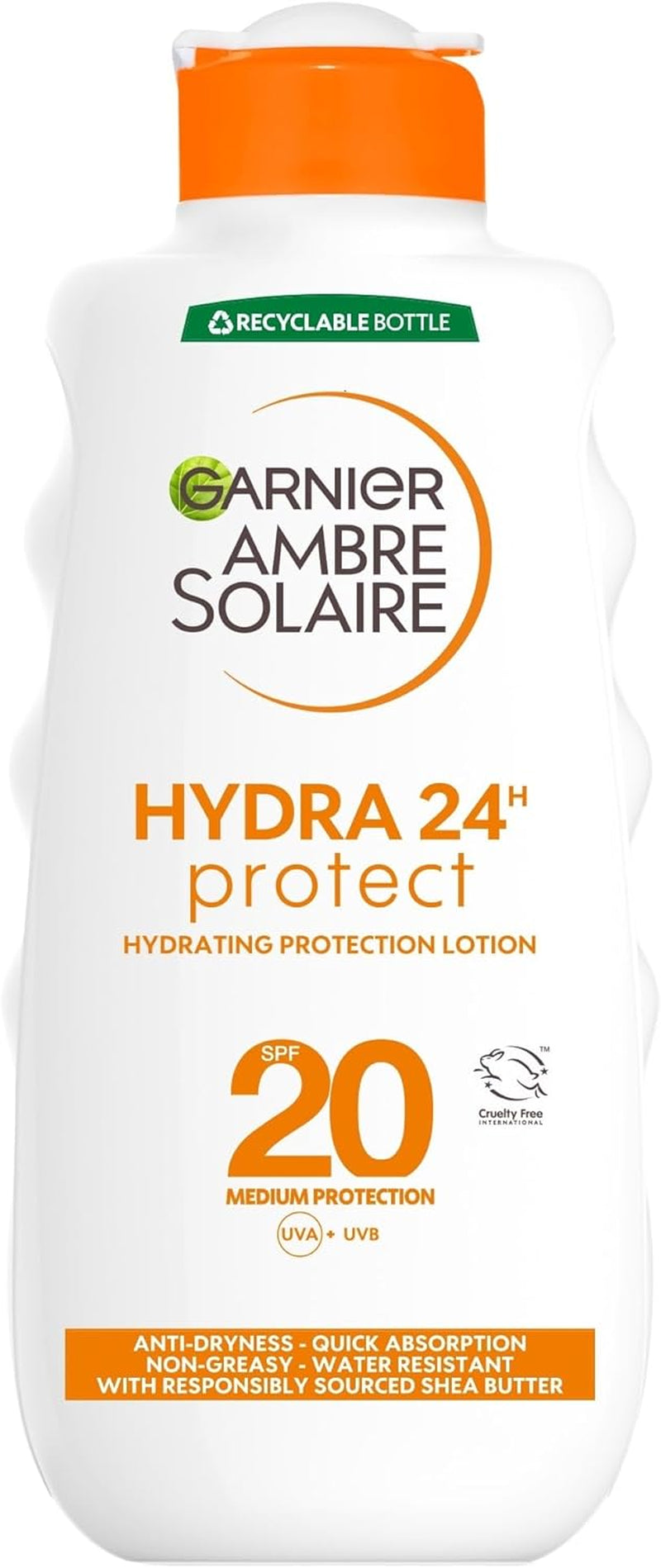 Garnier  Ultra-Hydrating Shea Butter Sun Protection Cream SPF20, Hydrating Medium Sun Protection Lotion SPF20 200 Ml