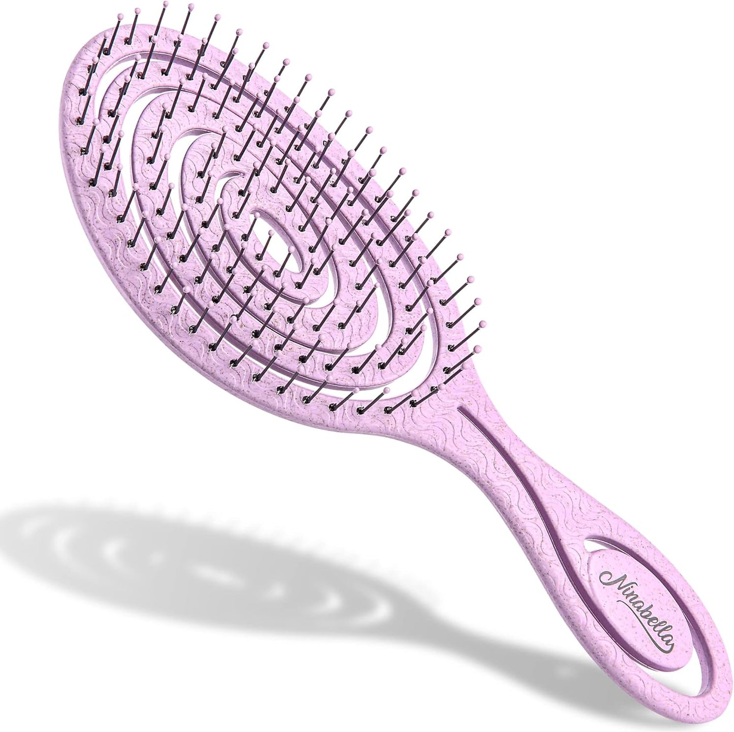 Detangling Hair Brush for Women, Men & Children - Does Not Pull on Hair - Recycled Hair Straightening Brushes for Straight, Curly & Wet Hair - Detangle Hair Brush - Unique Spiral Hairbrush