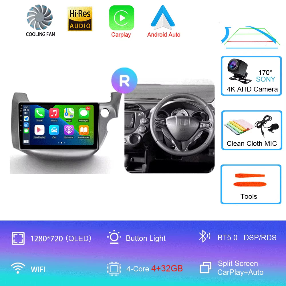 For Honda Jazz 2 GG 2008 - 2014 Fit 2 GE GP GE 2007 - 2014 GPS Car Radio Navigation Multimedia Video Player Stereo BT Android 14