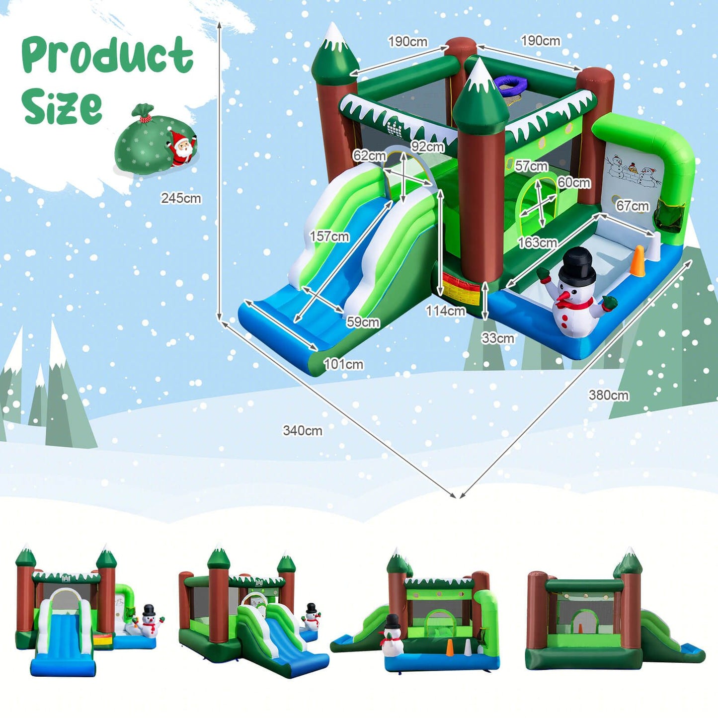 Winter Themed Inflatable Bounce House with 680W Blower