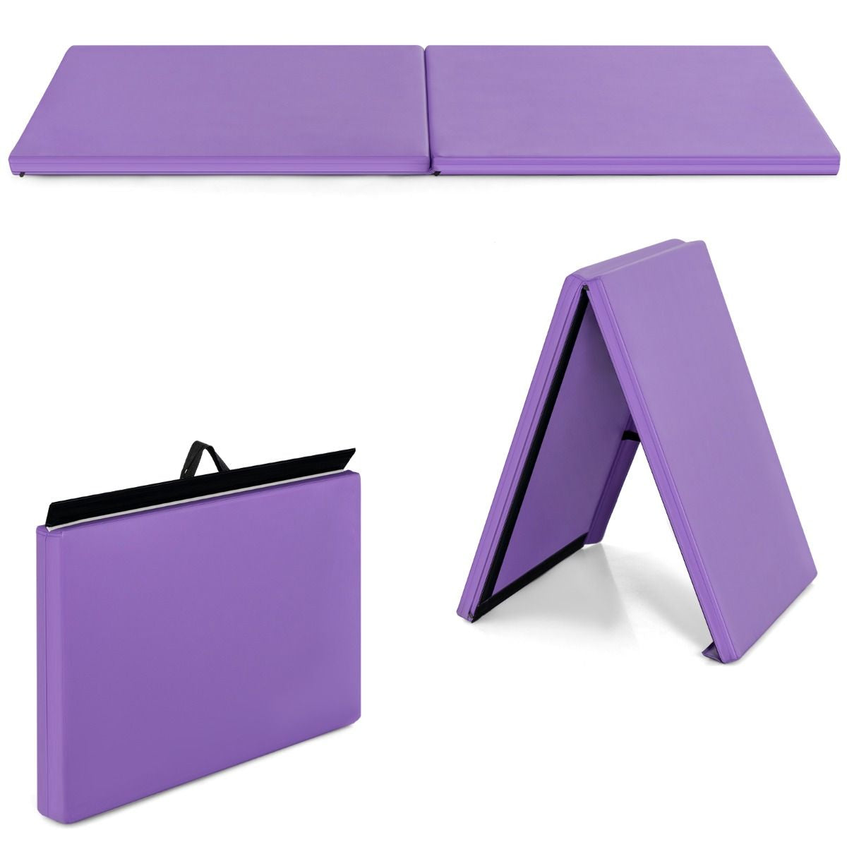 Folding Gymnastics Mat with Carrying Handles and Loop Fastener