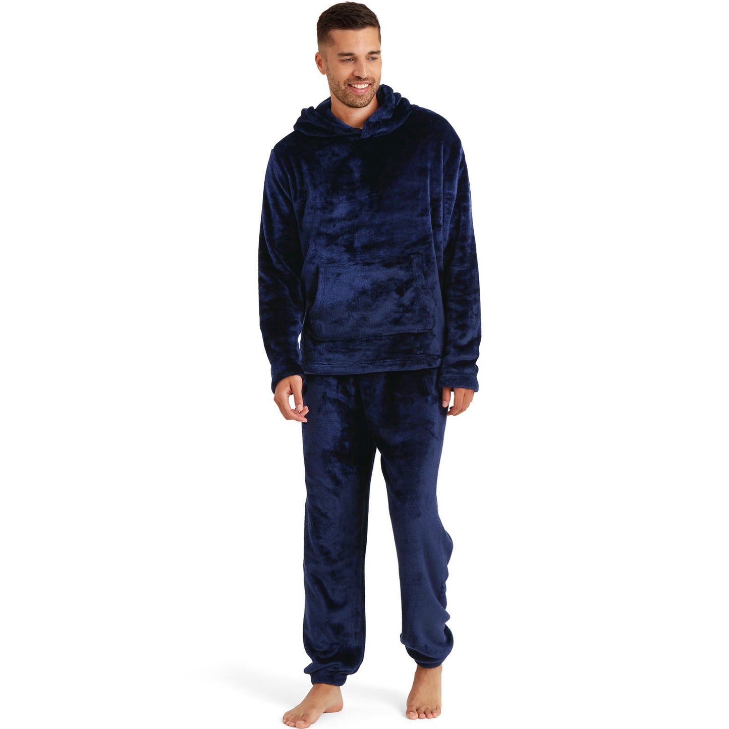 Snuggaroo Mens Soft Fleece Hooded Pjs Pyjama Bottoms Top Loungewear Set