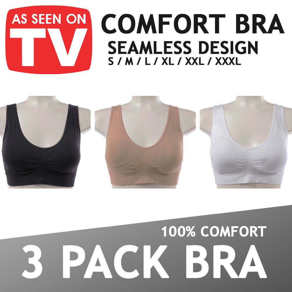 WOMENS SEAMLESS COMFORT BRA Comfy Shapewear Sports Stretch Crop Top Vest Support