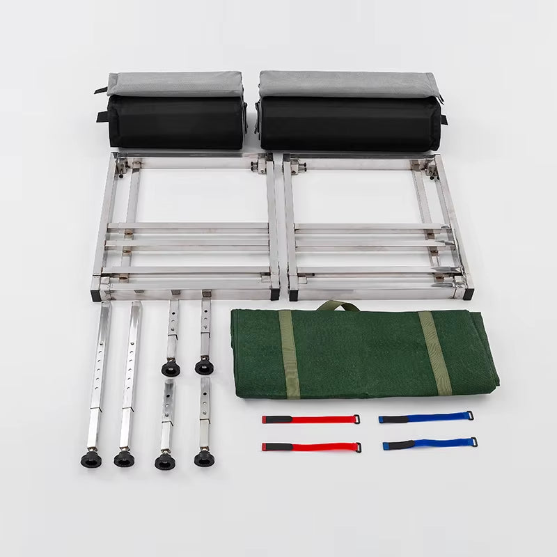 Car Telescopic Bed Stainless Steel Frame Outdoor Camping Bed Lunch Break Bed Folding