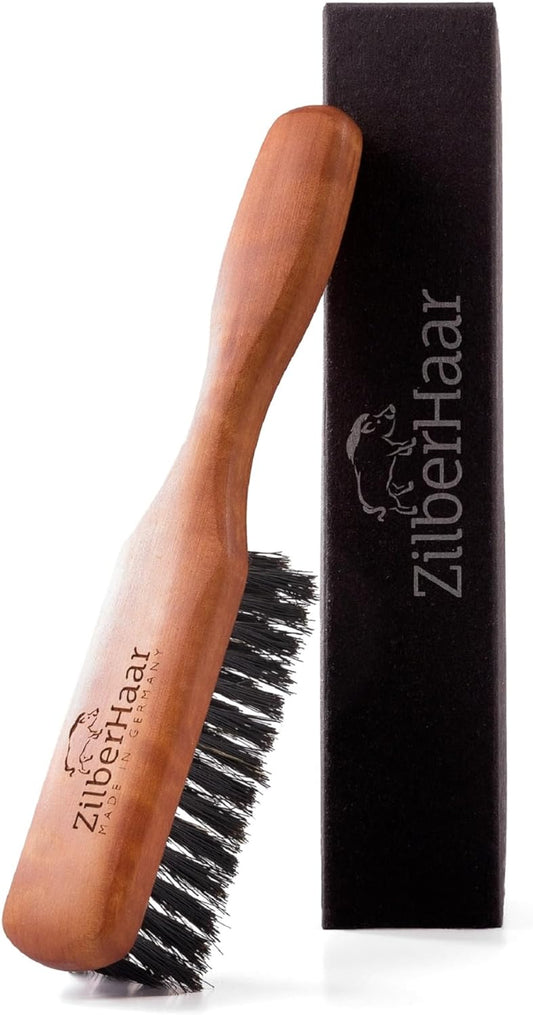 Beard Brush by  - Stiff Beard Brush for Men, Boar Bristle Hair Brush - Straightens & Promotes Beard Growth, Works with Natural Beard Oil & Beard Styling Balm to Soften Beard – 15Cm Long